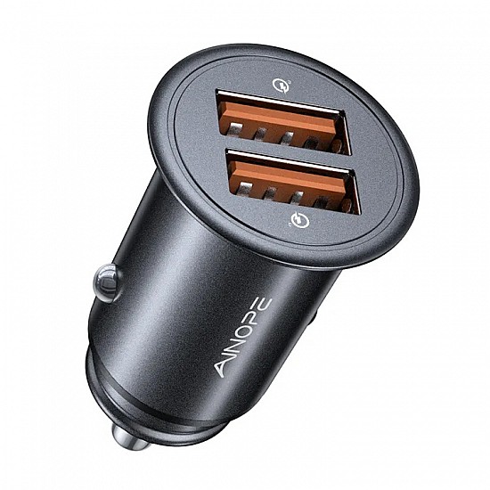 AINOPE dual USB autolader met QC3.0 (quick charge van Qualcomm), 45W, zwart