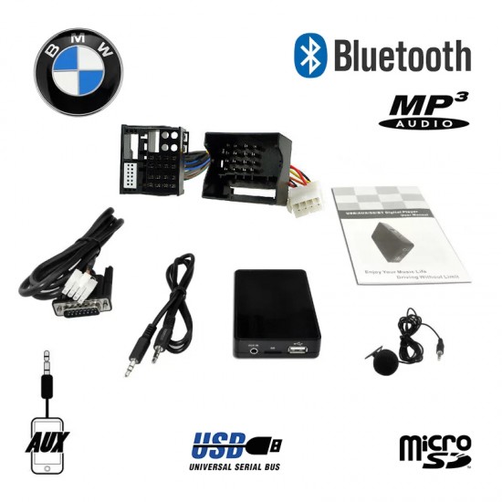 Uitwisseling Een centrale tool die een belangrijke rol speelt gegevens Bluetooth streamen + carkit / USB / AUX interface / audio adapter voor  40-pin BMW autoradio's