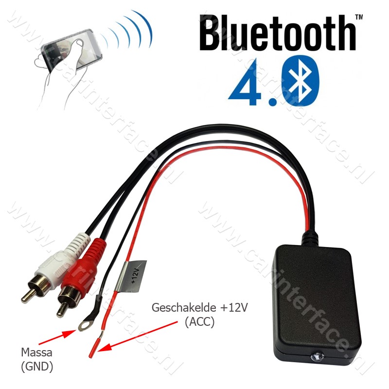Retentie Schrijft een rapport straal Bluetooth naar 2x male RCA AUX-ingang van een autoradio, LED status  indicator